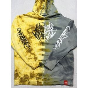 Shibori Threads x Brand of Sacrifice Lifeblood Hoodie XL Yellow Grey Tie Dye EUC
